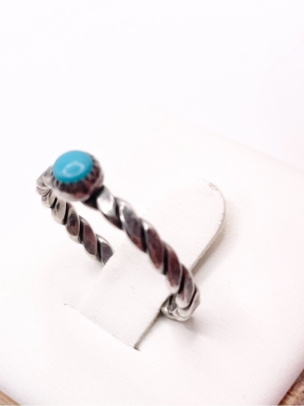 Size 5 Turquoise 925 Sterling Silver Twisted Band Ring - Picture 3 of 7